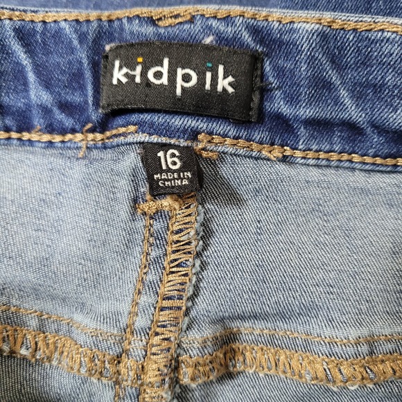 Kidpik Girls Blue Skinny Jeans Whiskering Five Pockets Medium Wash Size 16 - Picture 8 of 10